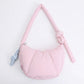 Padded Shoulder Bag with Adjustable Knotted Strap Soft Quilted Texture and Zipper Closure