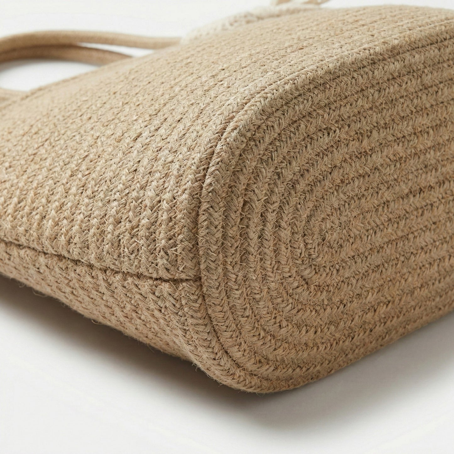 Crochet Tote Bag with Structured Silhouette Double Shoulder Handles and Lace Tie Accent