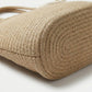 Crochet Tote Bag with Structured Silhouette Double Shoulder Handles and Lace Tie Accent