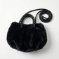 Faux Fur Top Handle Bag with Braided Strap Detail Adjustable Crossbody Cord