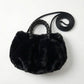 Faux Fur Top Handle Bag with Braided Strap Detail Adjustable Crossbody Cord