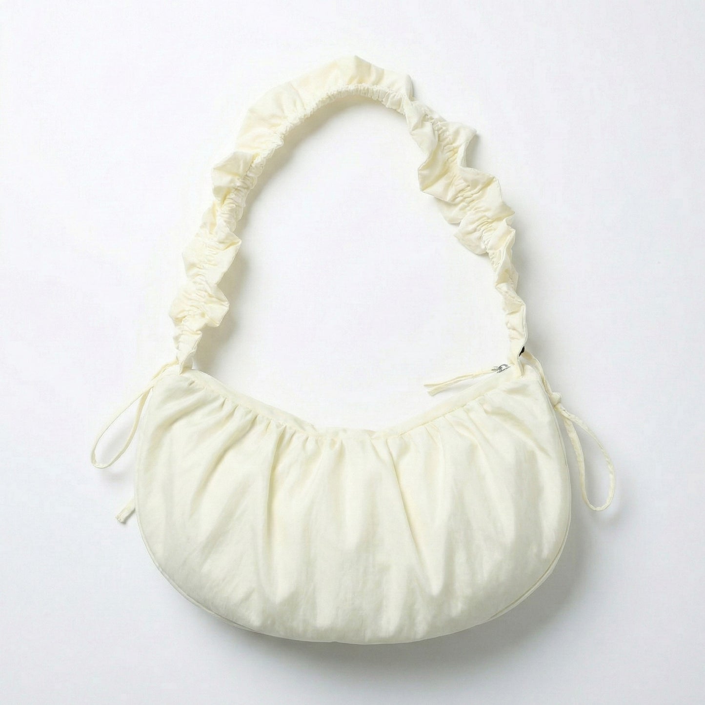 Ruched Shoulder Bag with Adjustable Drawstring Sides Soft Lightweight Fabric
