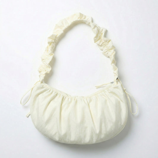 Ruched Shoulder Bag with Adjustable Drawstring Sides Soft Lightweight Fabric