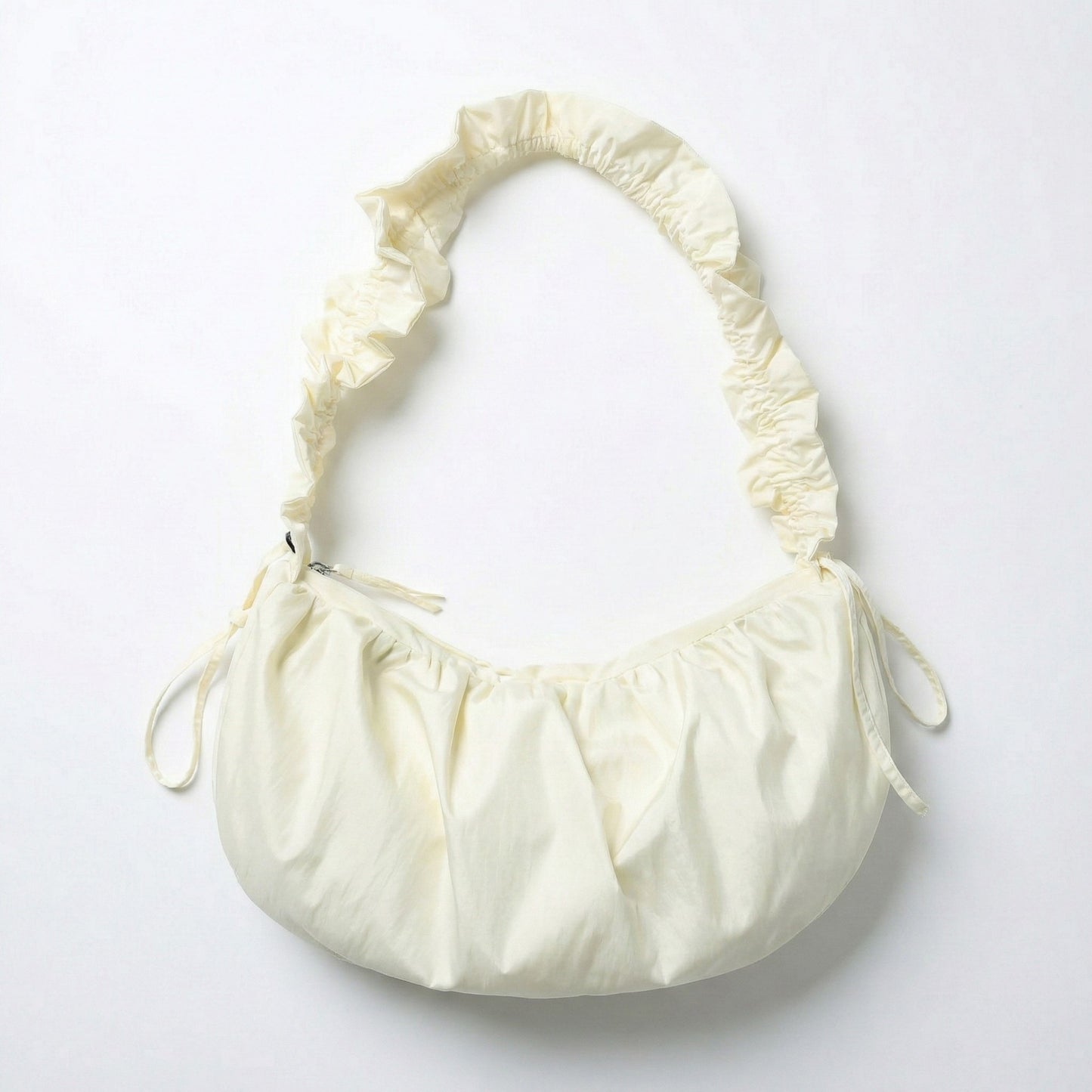 Ruched Shoulder Bag with Adjustable Drawstring Sides Soft Lightweight Fabric