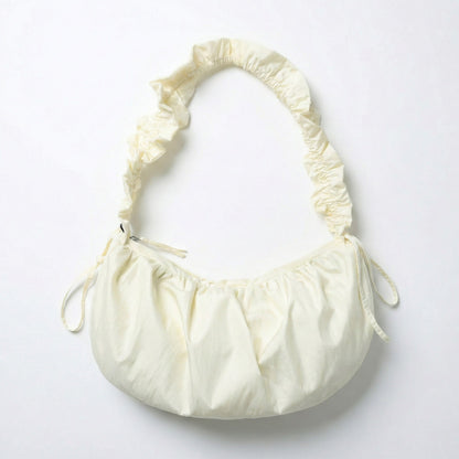 Ruched Shoulder Bag with Adjustable Drawstring Sides Soft Lightweight Fabric