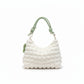 Textured Shoulder Bag with Quilted Bubble Design Contrast Knot Handle