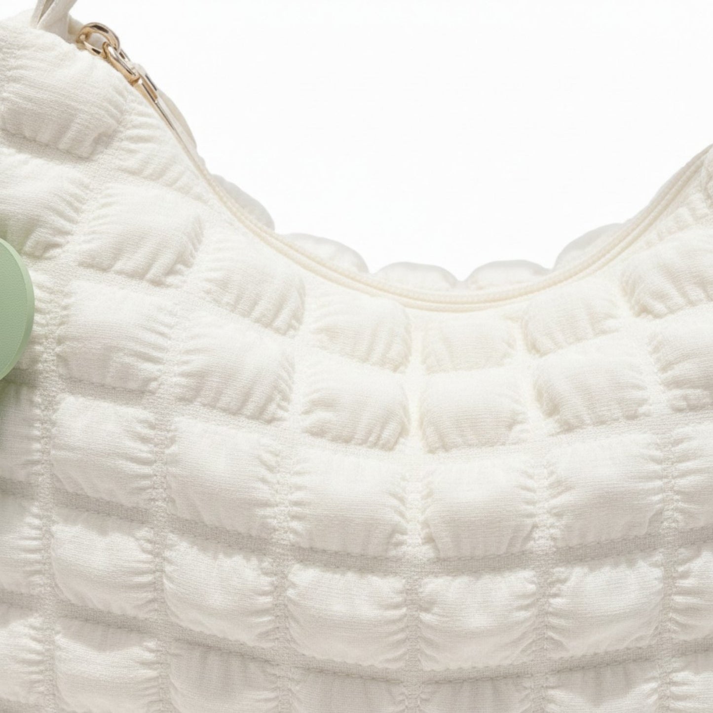 Textured Shoulder Bag with Quilted Bubble Design Contrast Knot Handle