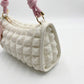 Textured Shoulder Bag with Quilted Bubble Design Contrast Knot Handle