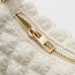 Textured Shoulder Bag with Quilted Bubble Design Contrast Knot Handle