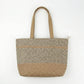Woven Straw Tote Bag with Contrast Panel Bow Accent Dual Shoulder Straps