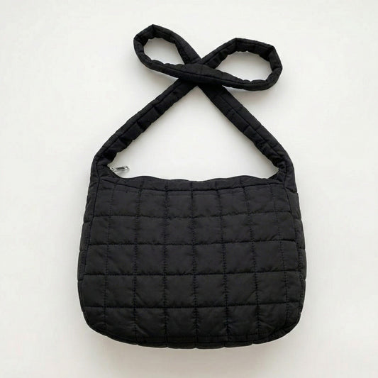 Quilted Shoulder Bag with Padded Strap Soft Lightweight Nylon Construction