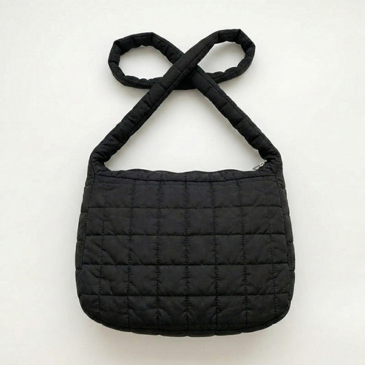 Quilted Shoulder Bag with Padded Strap Soft Lightweight Nylon Construction