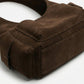 Faux Leather Shoulder Bag with Curved Silhouette Multi Pocket Design Wide Strap