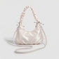 Satin Shoulder Bag with Ruched Top Handle Adjustable Crossbody Strap