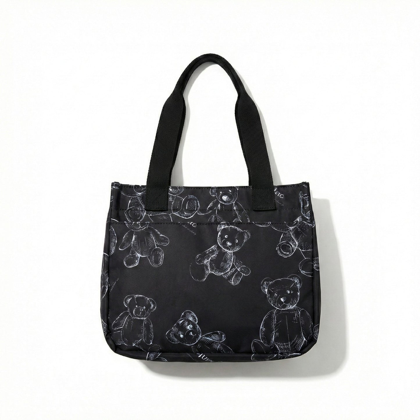 Insulated Lunch Tote Bag with Teddy Bear Print Adjustable Shoulder Strap