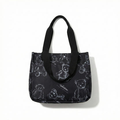Insulated Lunch Tote Bag with Teddy Bear Print Adjustable Shoulder Strap