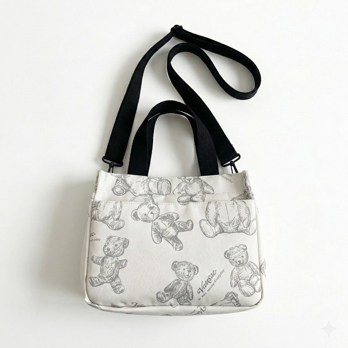 Insulated Lunch Tote Bag with Teddy Bear Print Adjustable Shoulder Strap