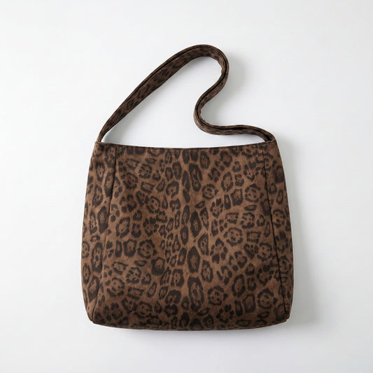 Leopard Print Hobo Shoulder Bag with Soft Slouchy Silhouette and Wide Strap