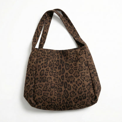 Leopard Print Hobo Shoulder Bag with Soft Slouchy Silhouette and Wide Strap