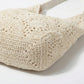 Crochet Shoulder Bag with Open Knit Pattern Slouchy Hobo Silhouette and Wide Strap