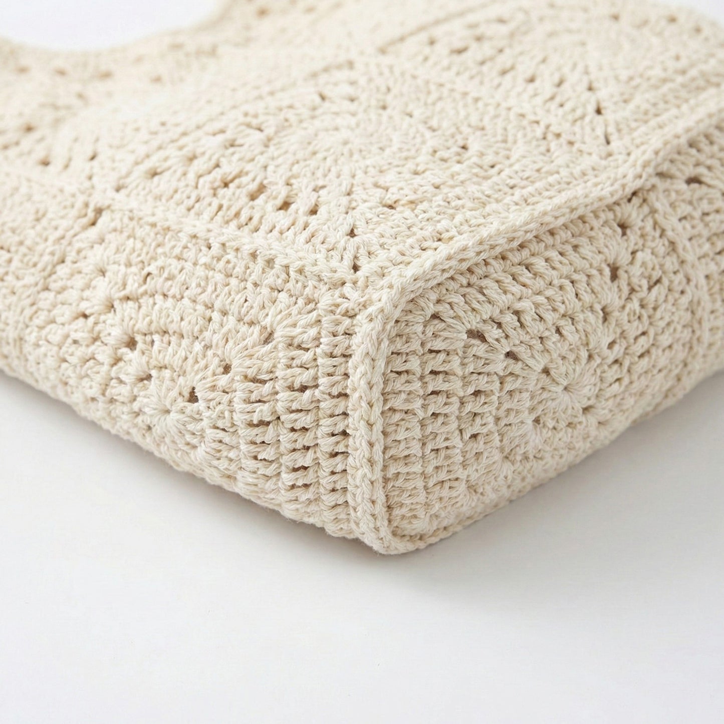 Crochet Shoulder Bag with Open Knit Pattern Slouchy Hobo Silhouette and Wide Strap