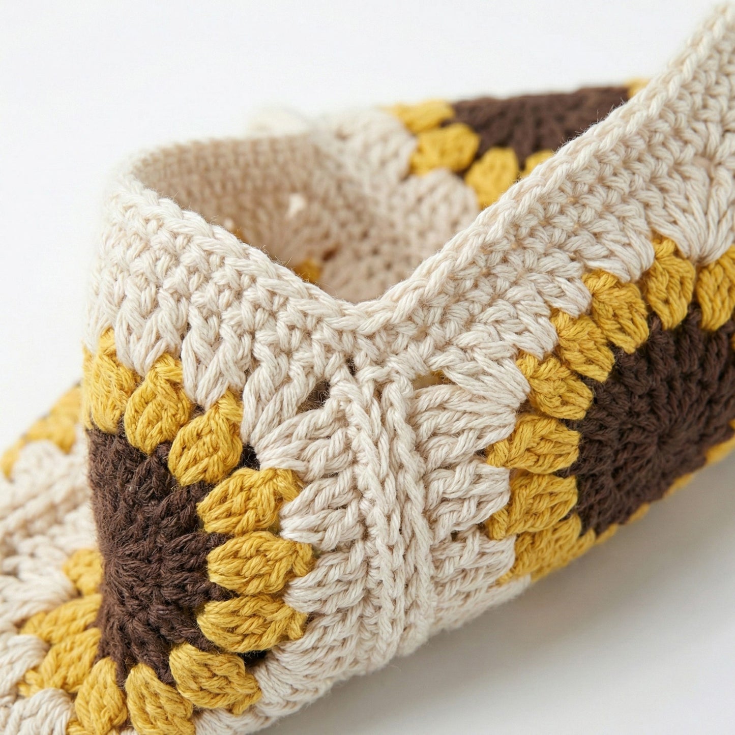 Crochet Shoulder Bag with Open Knit Pattern Slouchy Hobo Silhouette and Wide Strap