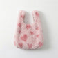 Faux Fur Shoulder Tote Bag with Heart Pattern Soft Plush Texture and Wide Handles