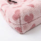 Faux Fur Shoulder Tote Bag with Heart Pattern Soft Plush Texture and Wide Handles