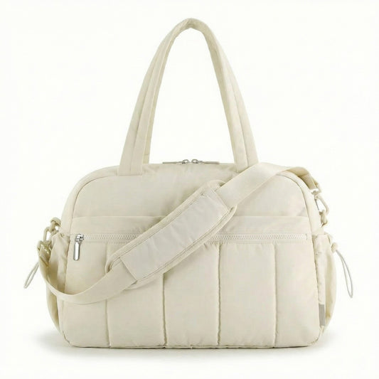 Quilted Sports Duffle Bag with Adjustable Shoulder Strap Multi Pocket Storage