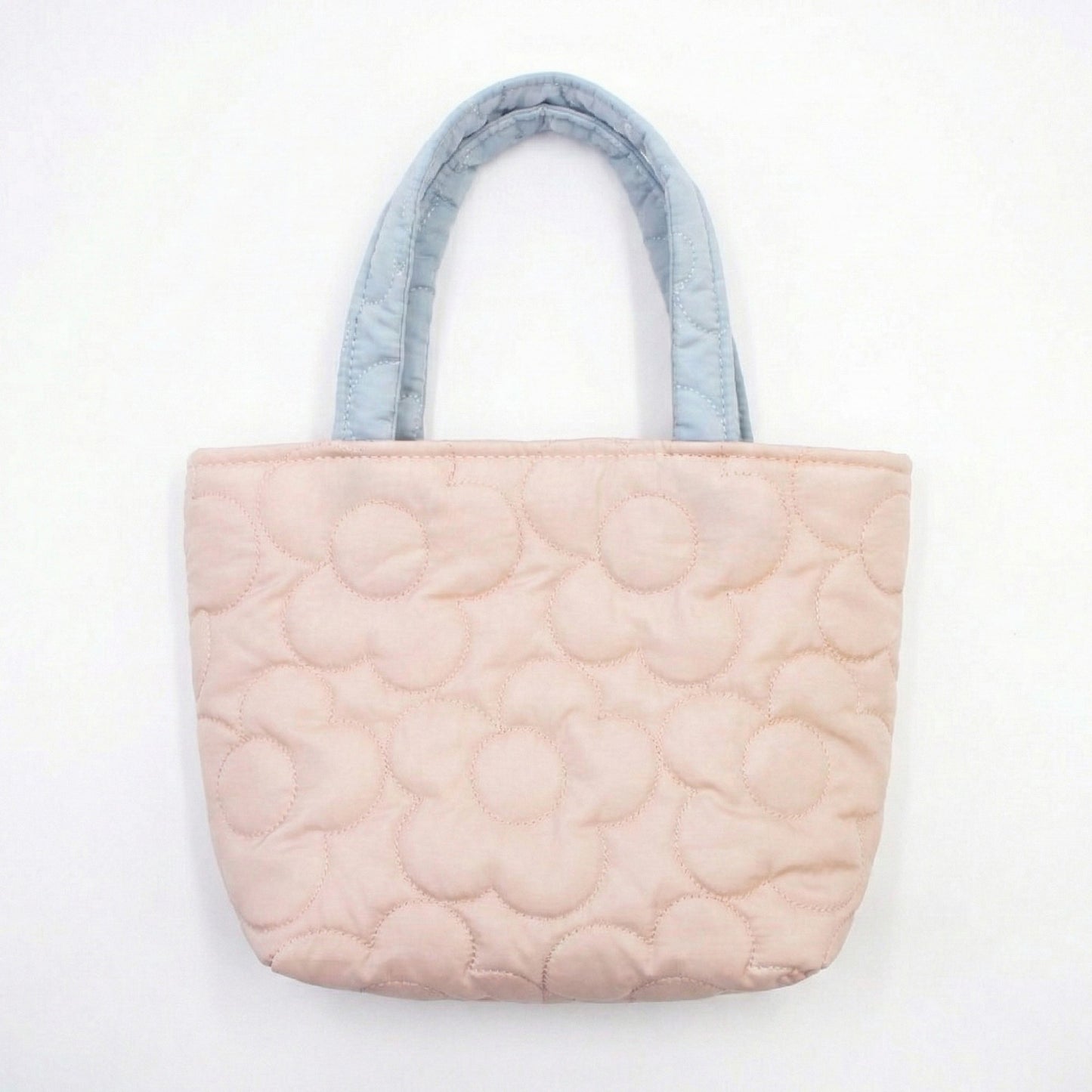 Quilted Floral Tote Bag with Padded Top Handles Lightweight Soft Fabric Design