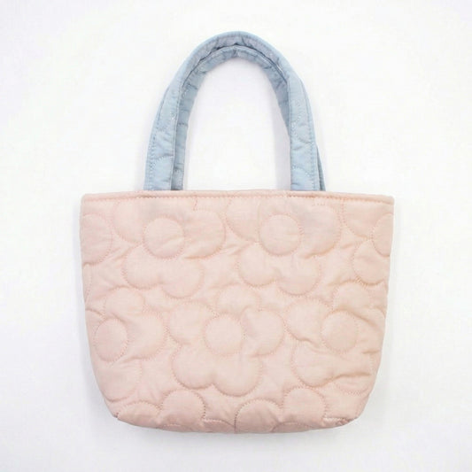 Quilted Floral Tote Bag with Padded Top Handles Lightweight Soft Fabric Design