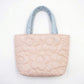 Quilted Floral Tote Bag with Padded Top Handles Lightweight Soft Fabric Design
