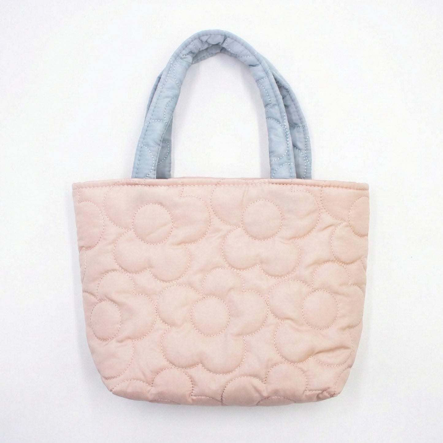 Quilted Floral Tote Bag with Padded Top Handles Lightweight Soft Fabric Design