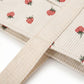 Strawberry Print Corduroy Tote Bag with Double Shoulder Straps and Front Snap Pocket