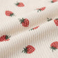 Strawberry Print Corduroy Tote Bag with Double Shoulder Straps and Front Snap Pocket