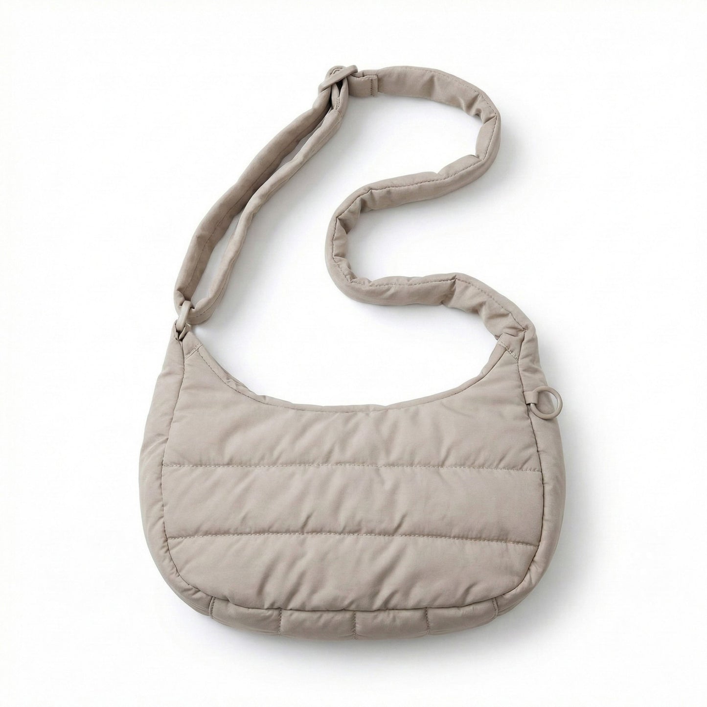 Quilted Puffer Shoulder Bag with Adjustable Strap Lightweight Crescent Hobo Design