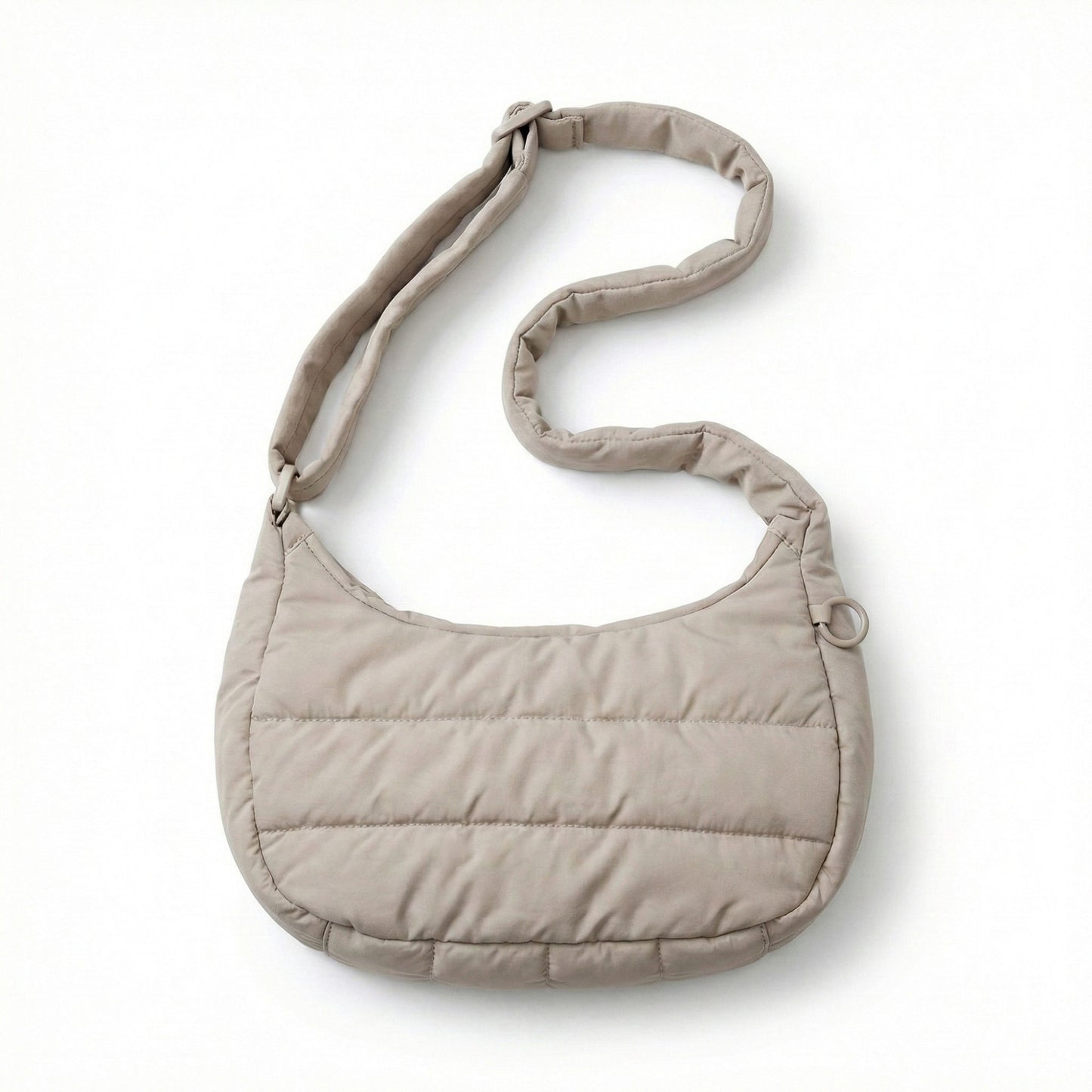 Quilted Puffer Shoulder Bag with Adjustable Strap Lightweight Crescent Hobo Design