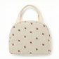 Insulated Lunch Tote Bag with Foil Lining Strawberry Print Corduroy and Top Handle