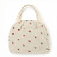 Insulated Lunch Tote Bag with Foil Lining Strawberry Print Corduroy and Top Handle