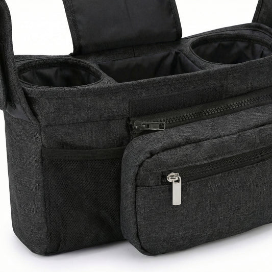 Stroller Organizer with Cup Holders and Zipper Pockets Adjustable Straps Large Storage Space