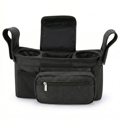 Stroller Organizer with Cup Holders and Zipper Pockets Adjustable Straps Large Storage Space