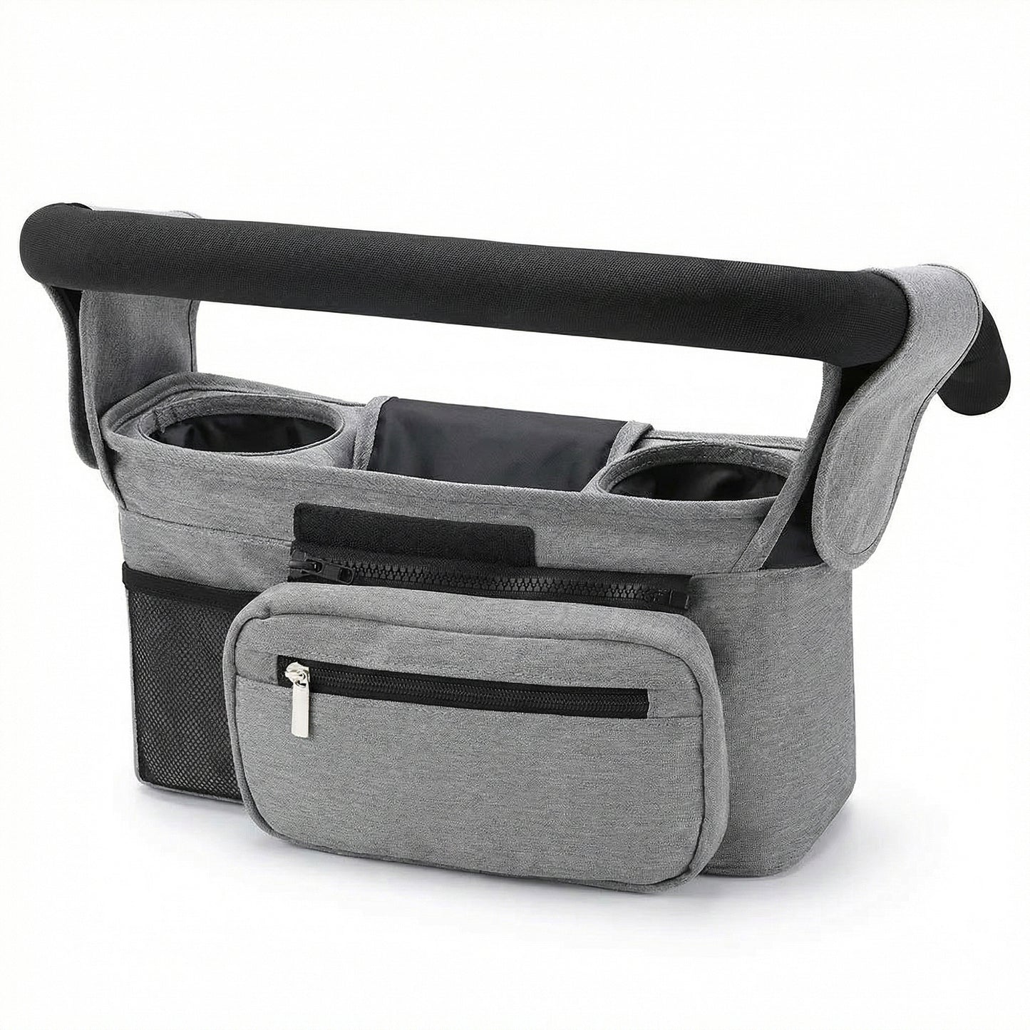 Stroller Organizer with Cup Holders and Zipper Pockets Adjustable Straps Large Storage Space