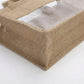 Linen Blend Tote Bag with Structured Shape Clear Window Panel and Double Top Handles