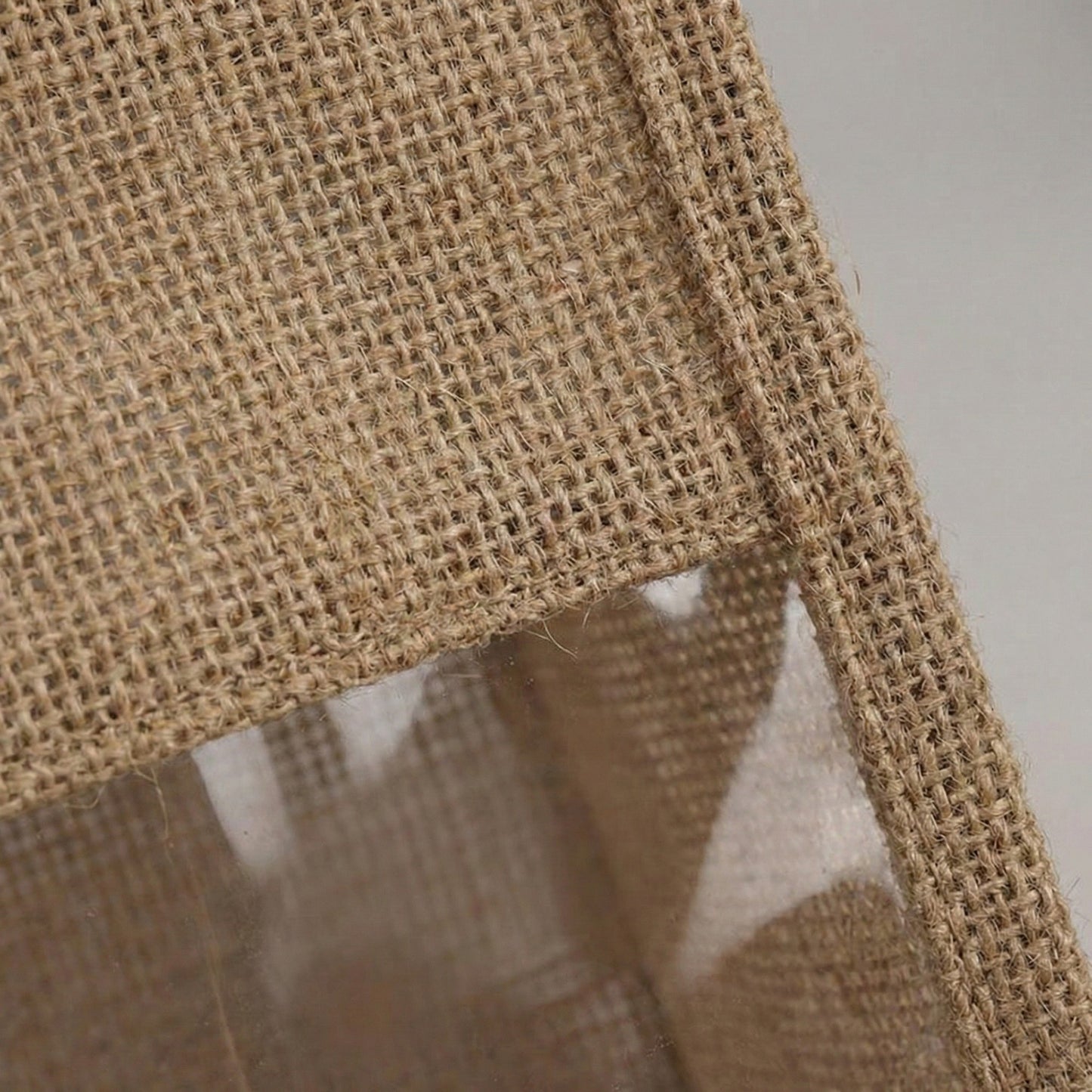 Linen Blend Tote Bag with Structured Shape Clear Window Panel and Double Top Handles