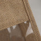 Linen Blend Tote Bag with Structured Shape Clear Window Panel and Double Top Handles