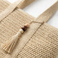 Crochet Tote Bag Structured Shape Dual Shoulder Straps Tassel Accent Detail