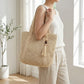 Crochet Tote Bag Structured Shape Dual Shoulder Straps Tassel Accent Detail