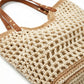 Crochet Tote Bag Open Knit Design Dual Shoulder Straps Slouchy Structured Shape