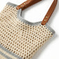 Crochet Tote Bag Open Knit Design Dual Shoulder Straps Slouchy Structured Shape