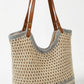 Crochet Tote Bag Open Knit Design Dual Shoulder Straps Slouchy Structured Shape